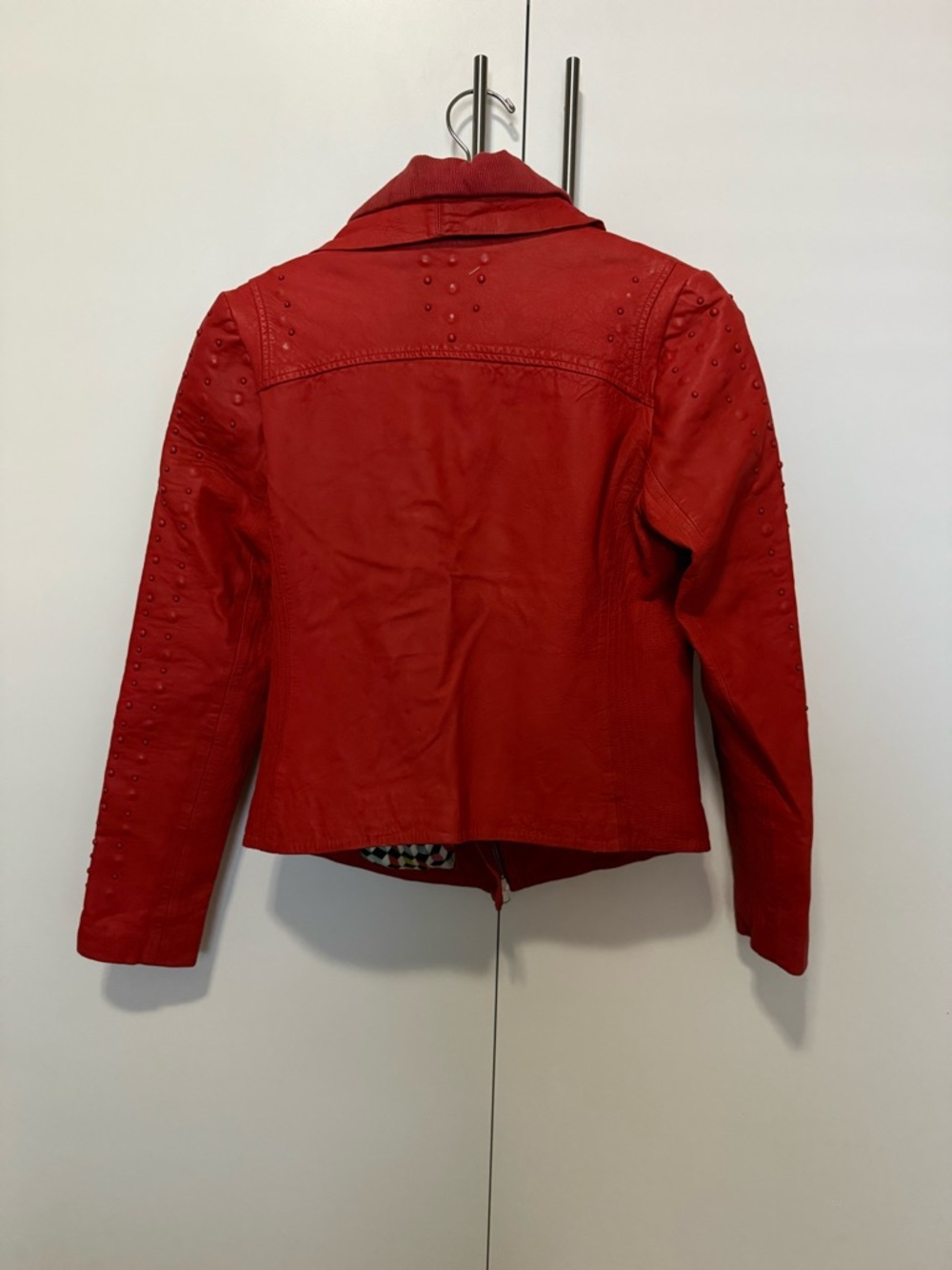 Doma Red Studded Leather Zip Jacket -XL - Picture 6 of 8